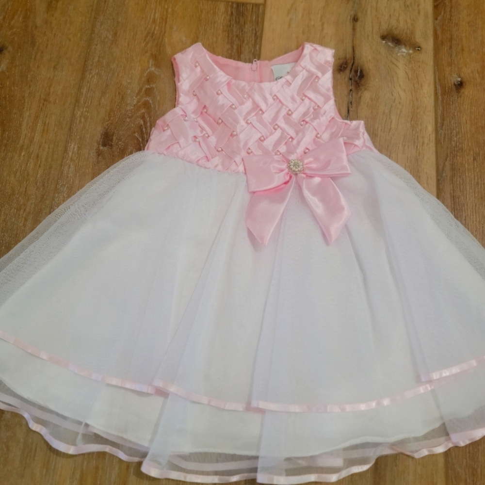 Rare Editions Pink and White Formal Kids Dress